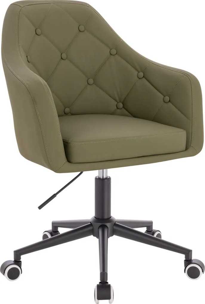 HR831K Scaun Khaki Piele Ecologica Premium Soft cu Bază Neagră