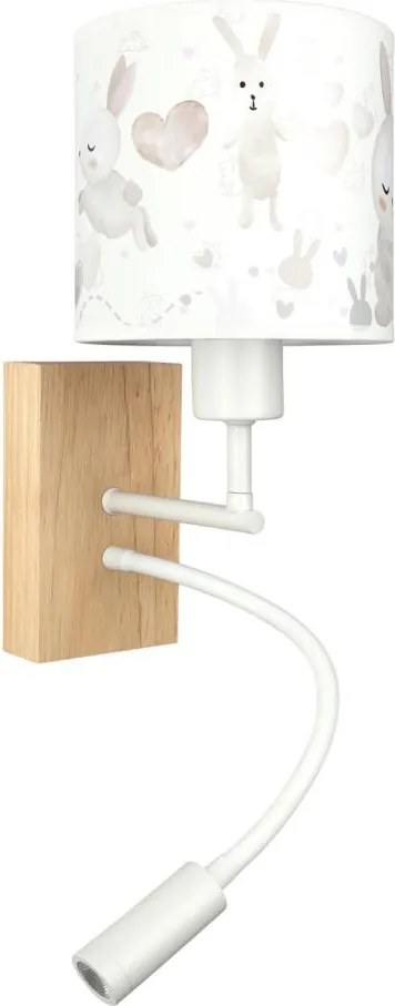 Brilagi - lampă LED Flex. BOBO WOOD 1xE27/25W/230V + LED/3W stejar/alb/iepurași