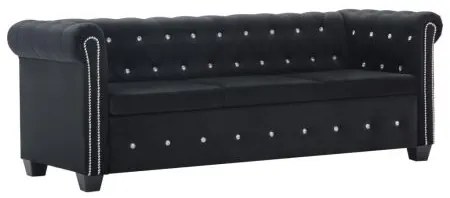 Canapea Chesterfield 3 locuri,catifea,Negru