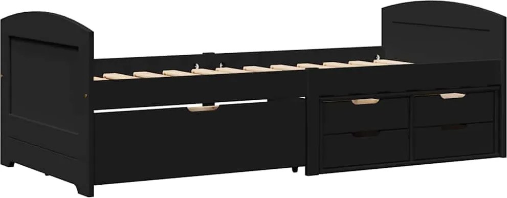 vidaXL Pat de zi cu 5 sertare fără saltea „IRUN” Negru 90x200 cm