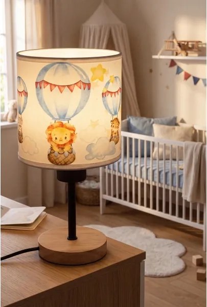 Brilagi - Lampă de masă BOBO WOOD 1xE27/25W/230V stejar/negru/alb/cu animale