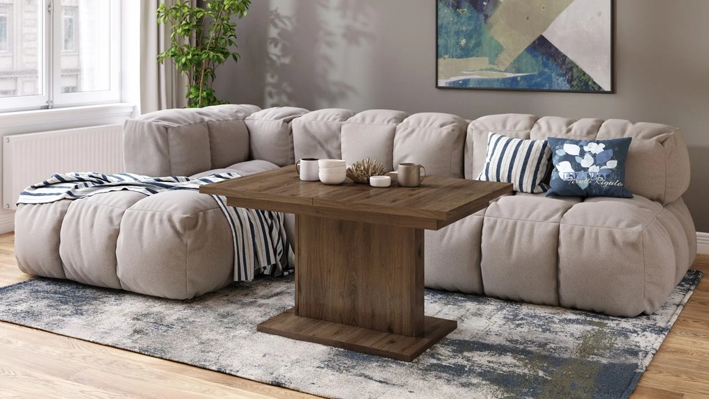 Mazzoni ASTON MINI Nuc Elegant - MĂSUȚĂ DE CAFEA MODERNĂ EXTENSIBILĂ REGLABILĂ PE ÎNĂLȚIME MASĂ TRANSFORMABILĂ