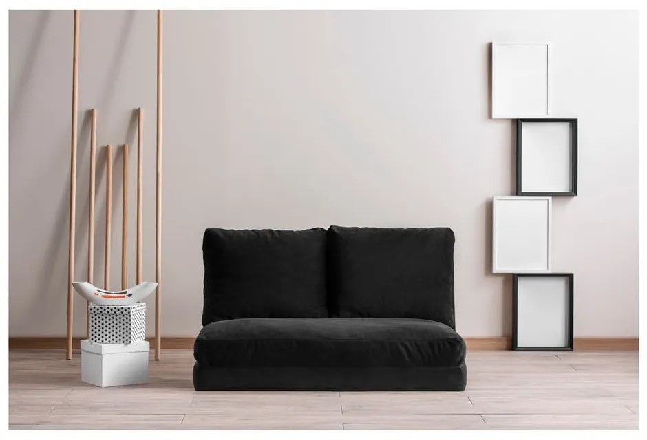 Canapea neagră extensibilă 120 cm Taida – Balcab Home