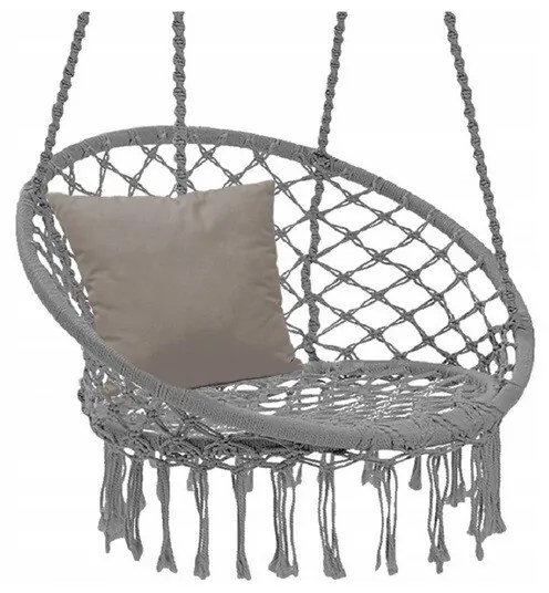 Scaun suspendat de grădină BOHO, 80 x 60 x 120 cm, gri