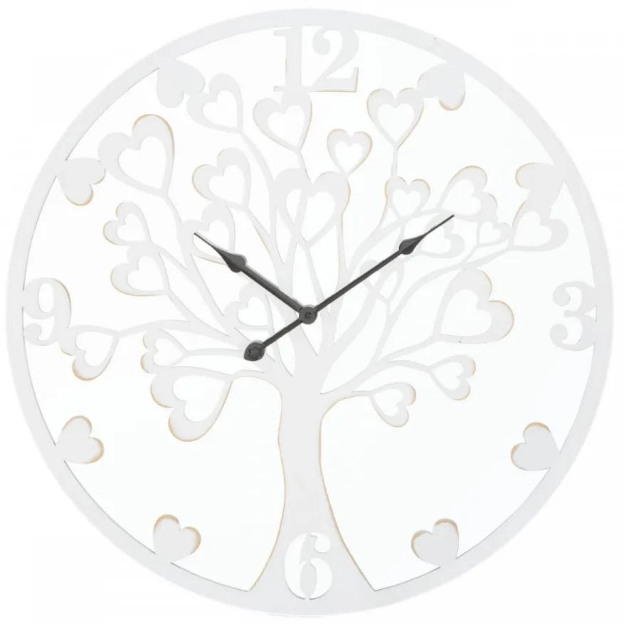 Ceas decorativ alb din metal / sticla, ø 55 cm, Heart Tree Mauro Ferreti