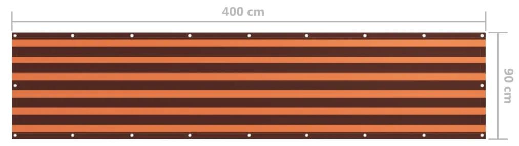 Paravan de balcon portocaliu si maro 90x400 cm tesatura oxford portocaliu si maro, 90 x 400 cm