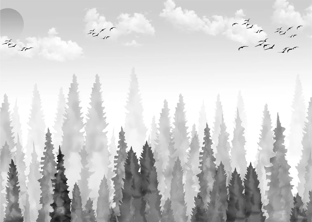 Tablou pe sticlă - Culmi de pădure (70x50 cm)