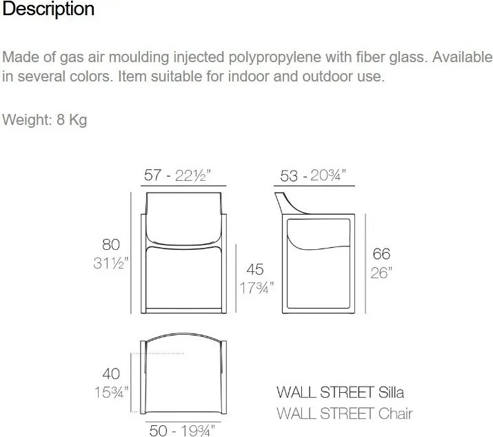 Set de 2 Scaune moderne cu brate de exterior / interior design premium WALL STREET ARMCHAIR 65006 Vondom