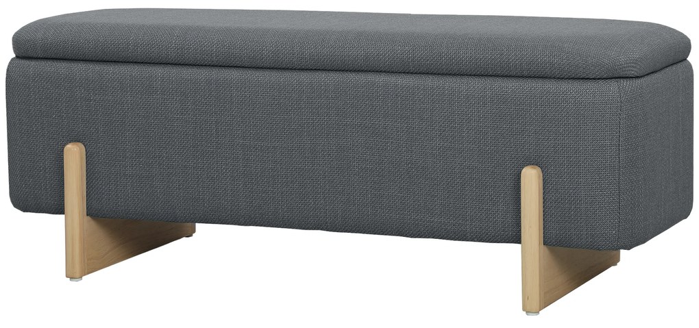 HOMCOM Bancă de depozitare, căptușită cu spumă, aspect de in, 111 x 44 x 44,5 cm, gri închis | Aosom Romania