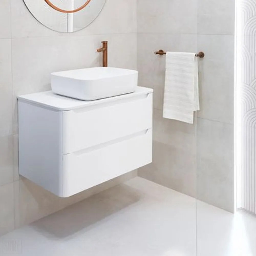 Dulap baza suspendat Rune Laguz 2 sertare 60 cm alb lucios