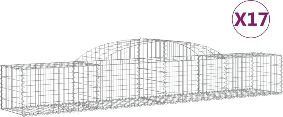 vidaXL Coșuri gabion arcuite, 17 buc., 300x50x40/60cm, fier galvanizat