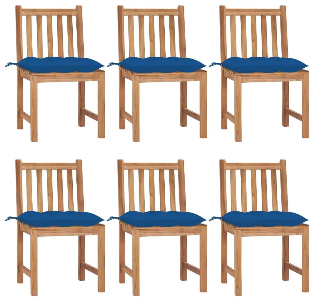 vidaXL Scaune grădină cu perne, 6 buc, lemn masiv tec