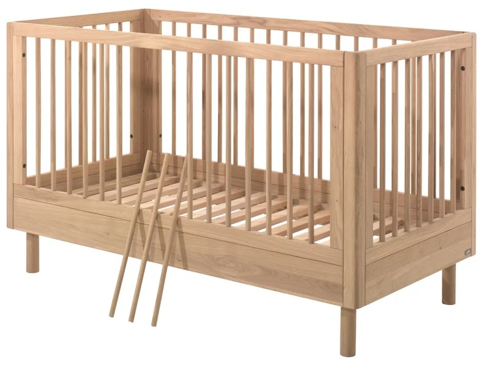 Pătuț Bebelus/Toddler Forrest Oak, 70 x 140 cm, din Lemn Masiv de Stejar, Natur – Vipack