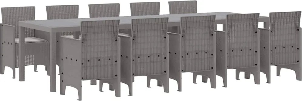 vidaXL Set de masă pentru grădină cu pernă 11 pcs Gri deschis