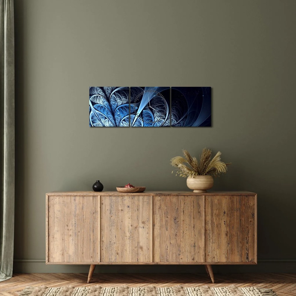 Tablou - Floare albastru închis (cu ceas) (90x30 cm)