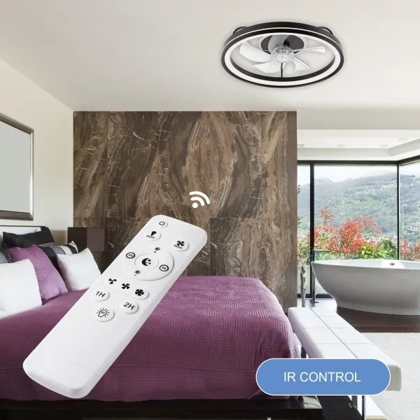 Plafonieră LED cu ventilator FARGO LED/37W/230V negru + telecomandă