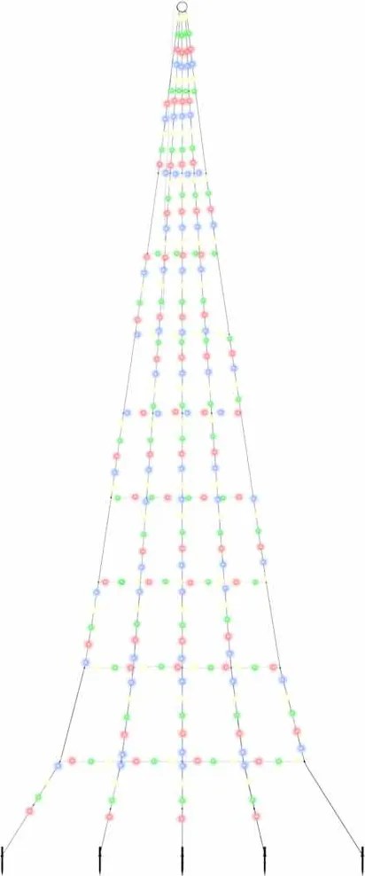 vidaXL Brad de Crăciun LED cu țevi de prindere în pământ 511 cm Metal