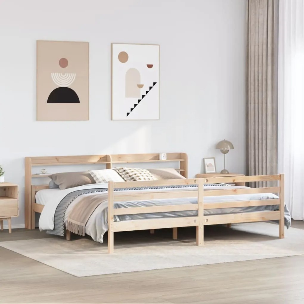 vidaXL Cadru pat cu tăblie 200x200 cm, lemn masiv de pin