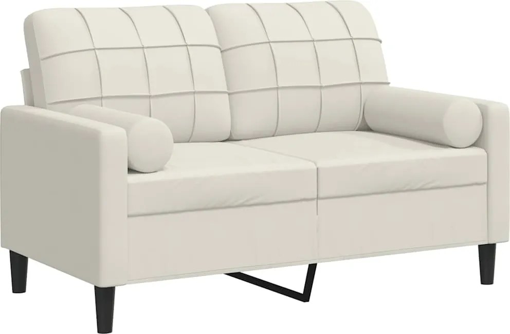 vidaXL Canapea cu 2 locuri cu pernuțe, crem, 120 cm, catifea