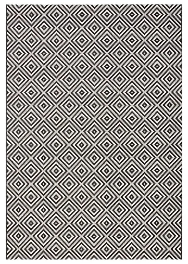 Traversă de exterior NORTHRUGS Karo, 80 x 150 cm, negru-alb