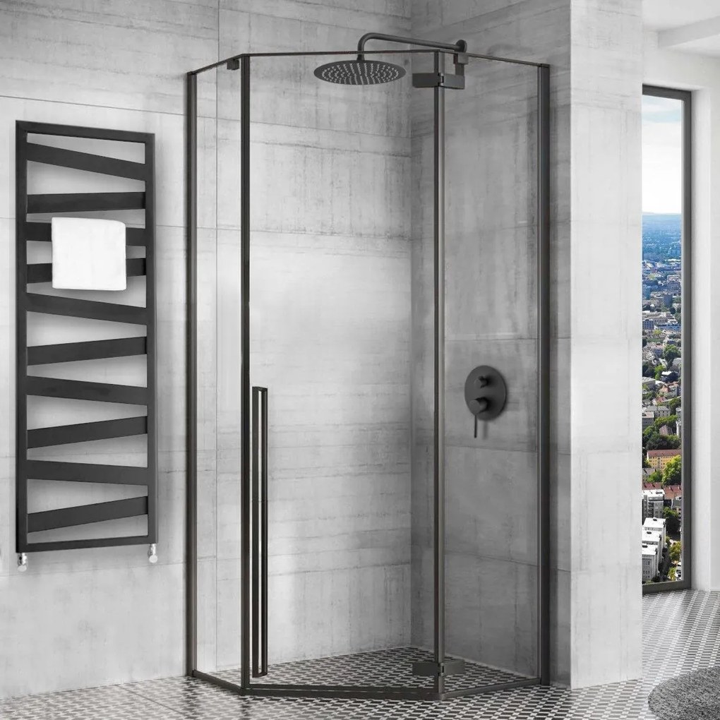 Cabina de dus Diamond negru mat 100x100 cm