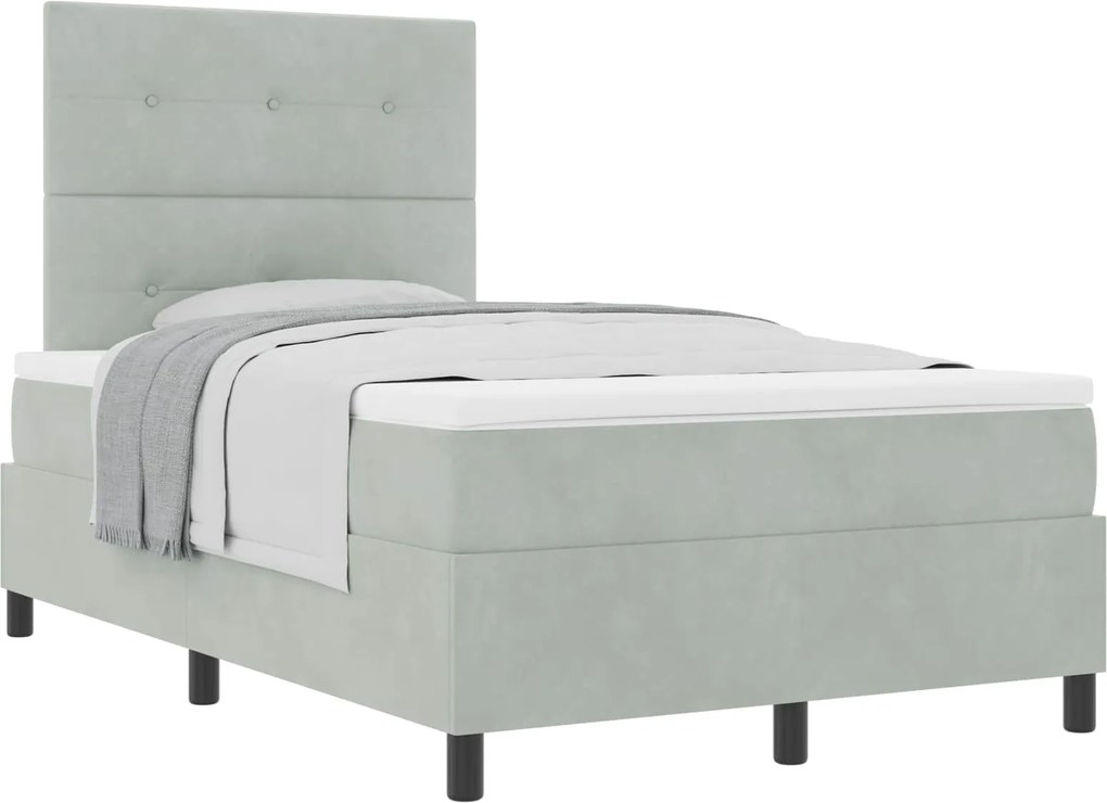 vidaXL Pat cu arcuri cu saltea Gri deschis 120 x 190 cm Catifea