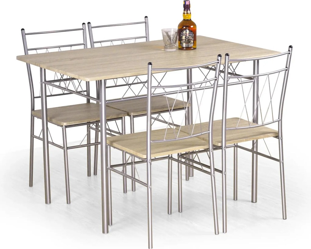 Set masa si 4 scaune FAUST, stejar sonoma