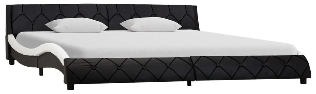 285653 vidaXL Cadru de pat, negru și alb, 180 x 200 cm, piele ecologică