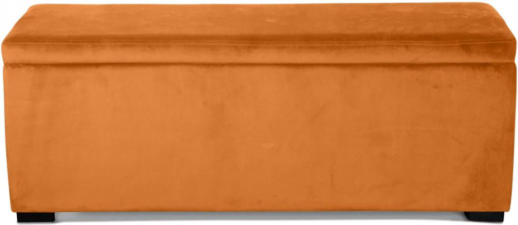 Bancheta Portocalie din Catifea cu Loc de Depozitare 120cm OPJET PARIS - Catifea Portocaliu Lungime (120cm) x Latime (40cm) x Inaltime (45cm)