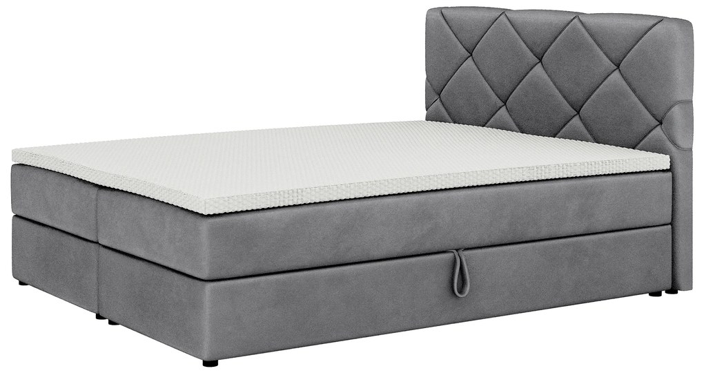 Pat matrimonial Boxspring 180x200 cm Karum Comfort (Gri închis) (cu somieră și saltea). 1056045