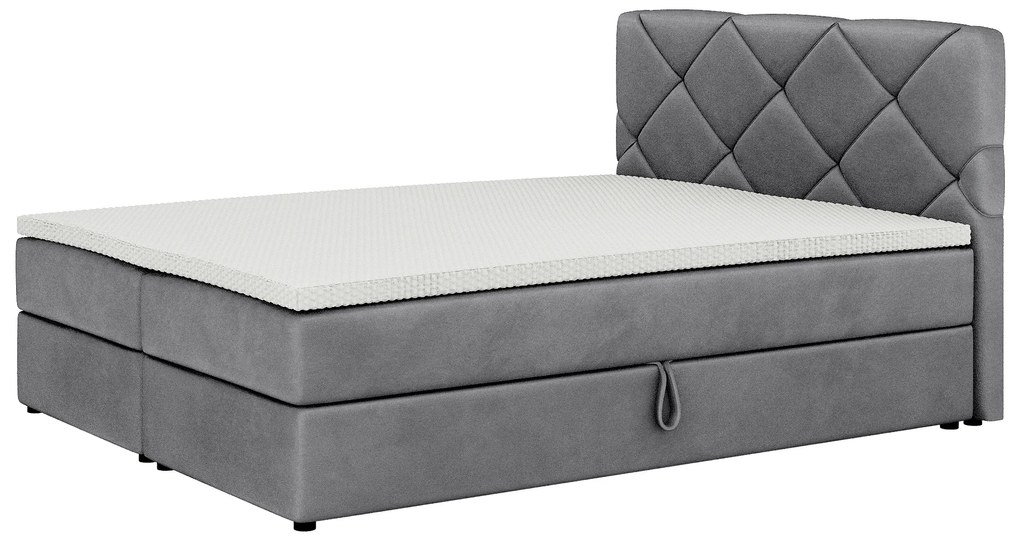 Pat matrimonial Boxspring 180x200 cm Karum (cu saltea și somieră) (gri închis). 1007794