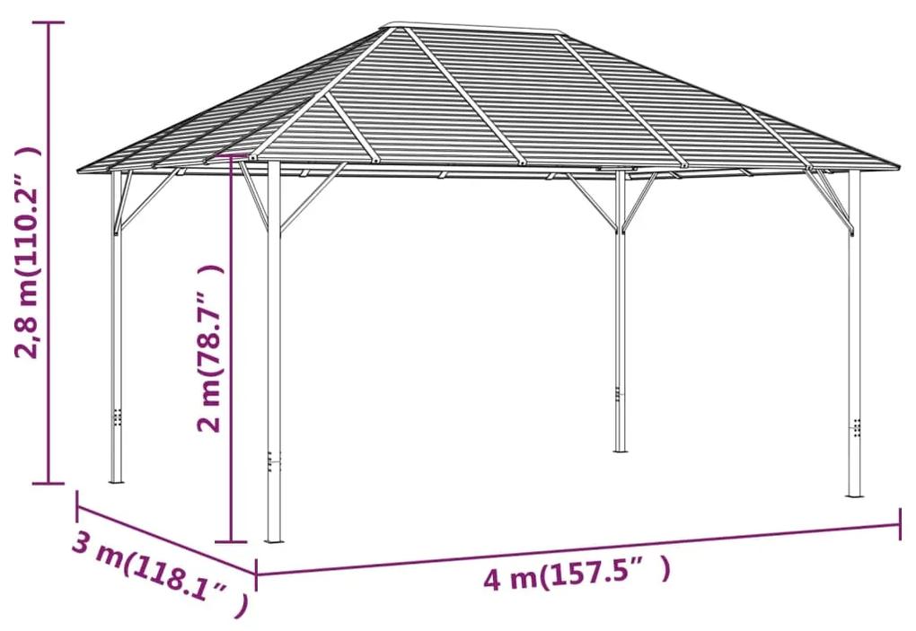 Foisor cu acoperis, antracit, 4x3 m 4 x 3 m, Fara perete lateral