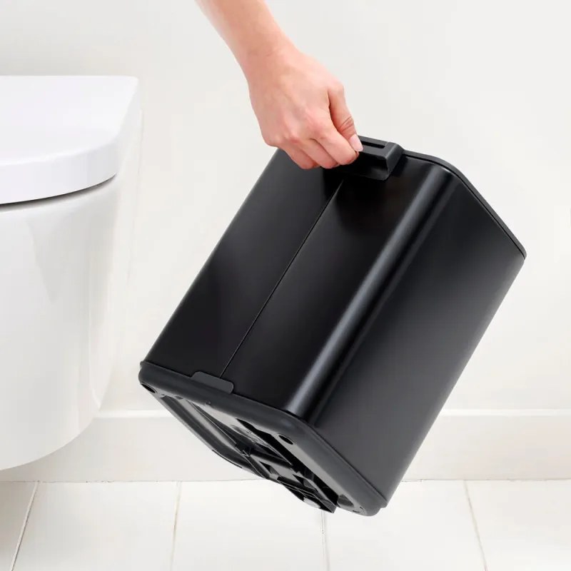 Cos de gunoi Brabantia Bo Pedal 1010137, 7 l, Inchidere lenta, Baza cauciucata, Negru mat