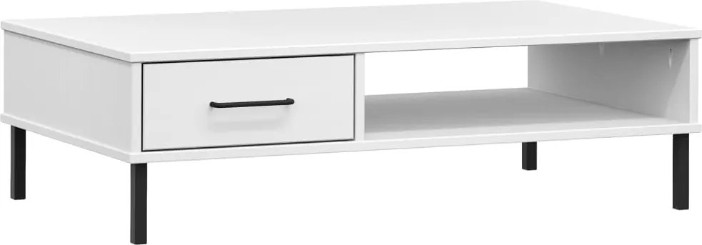 vidaXL Măsuță cafea picioare metalice din lemn masiv de pin alb „OSLO”