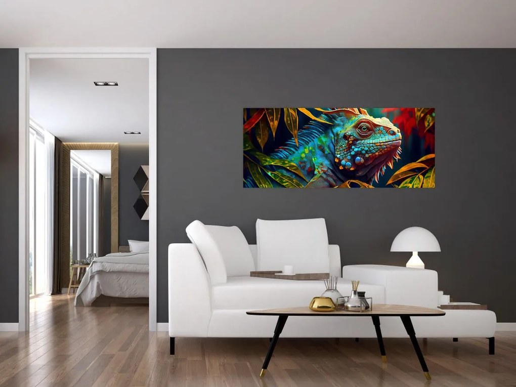 Tablou - Iguana colorată (120x50 cm)