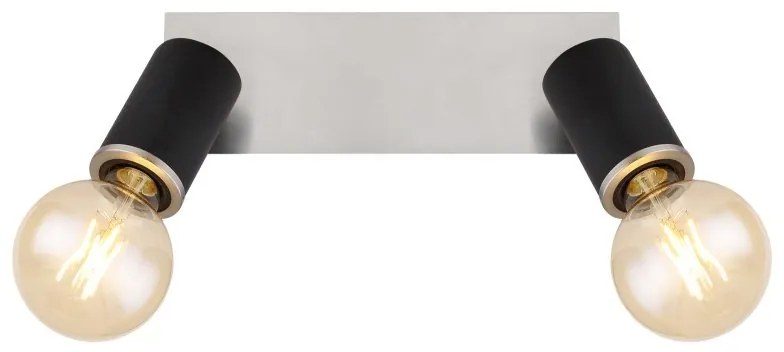 Aplica de perete / tavan cu 2 spoturi directionabile design modern Joseba negru, nichel mat