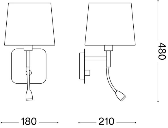 Ideal Lux - Lampă LED de perete NORDIK 1xE14/40W + LED/1,5W/230V