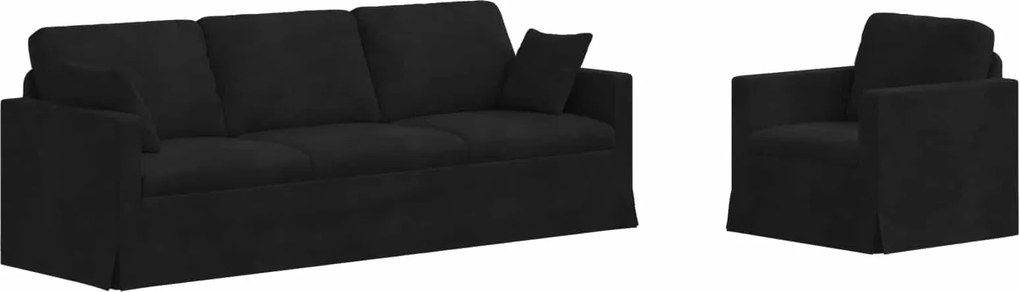 vidaXL Set de canapea 2 pcs Negru 228 x 78 x 80 cm Catifea