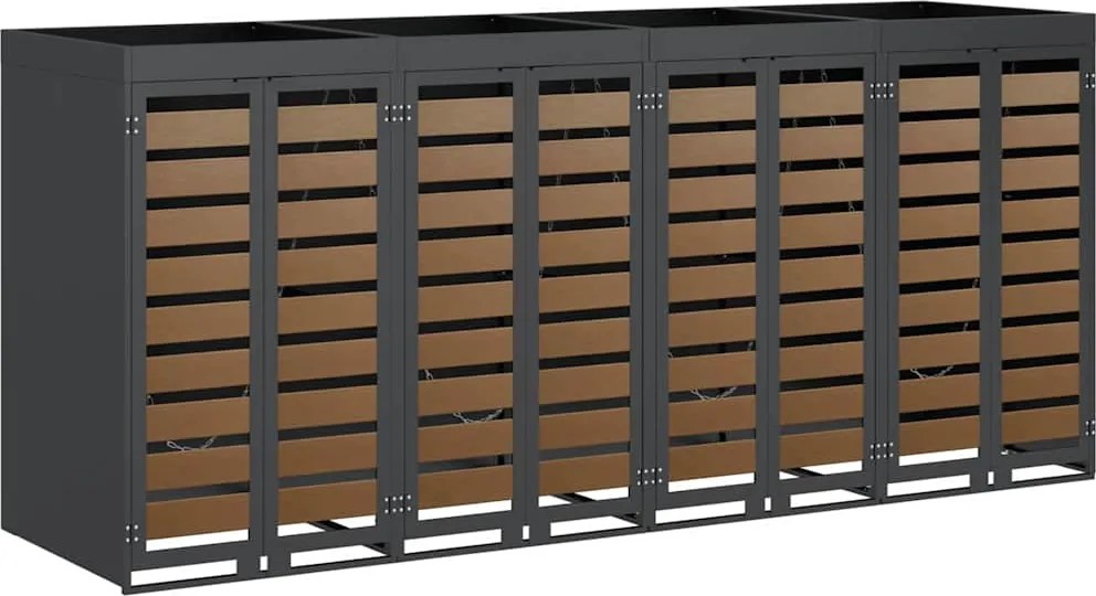 vidaXL Depozitare pentru 3 pubele Wheelie 340 x 77.5 x 115.5 cm Oțel