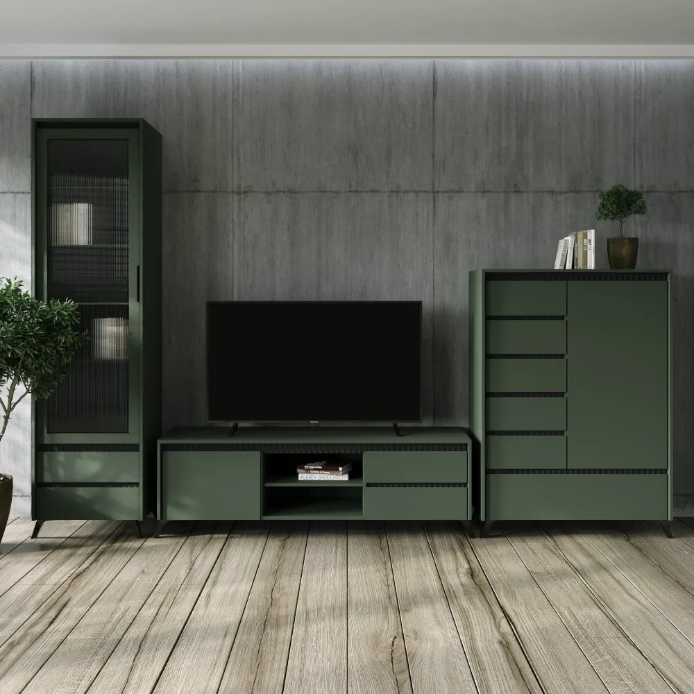 Vitrină, verde smoke/negru, LONGY REG1W