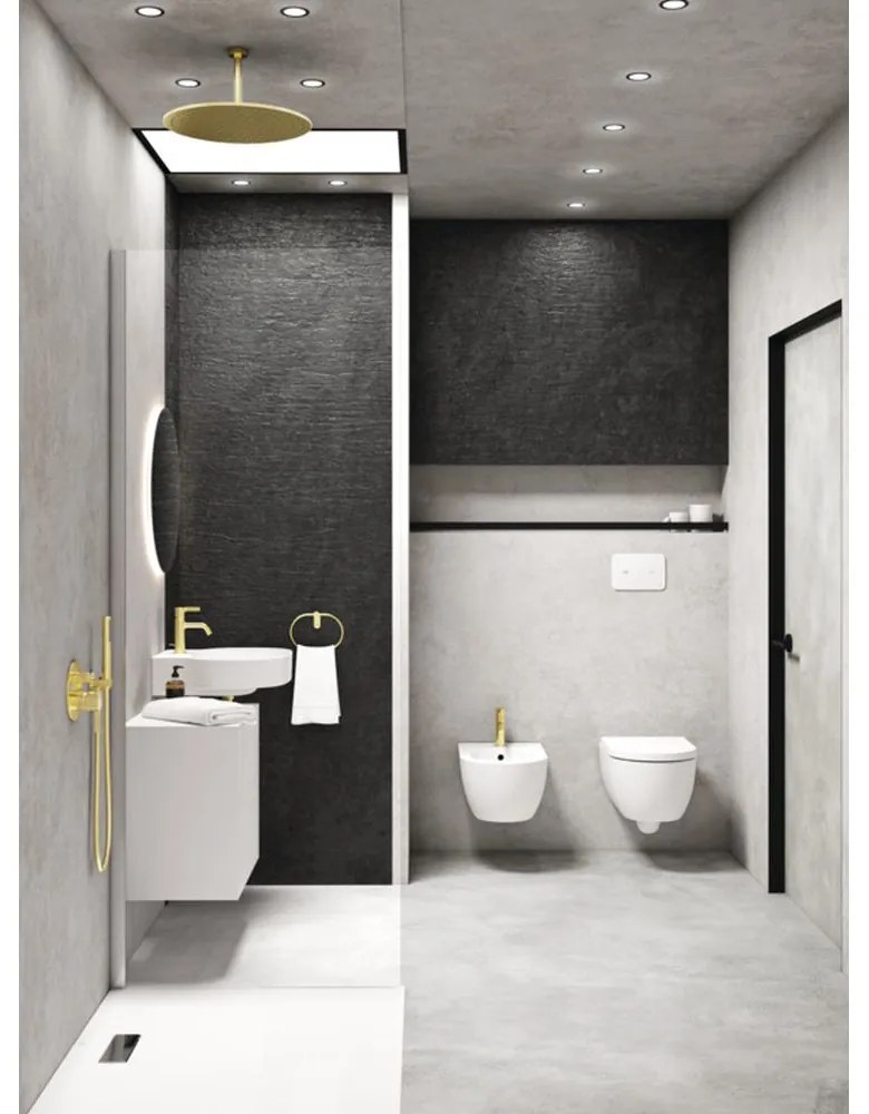Bideu suspendat, 355x540 mm, cu preaplin, orificiu pentru baterie, alb