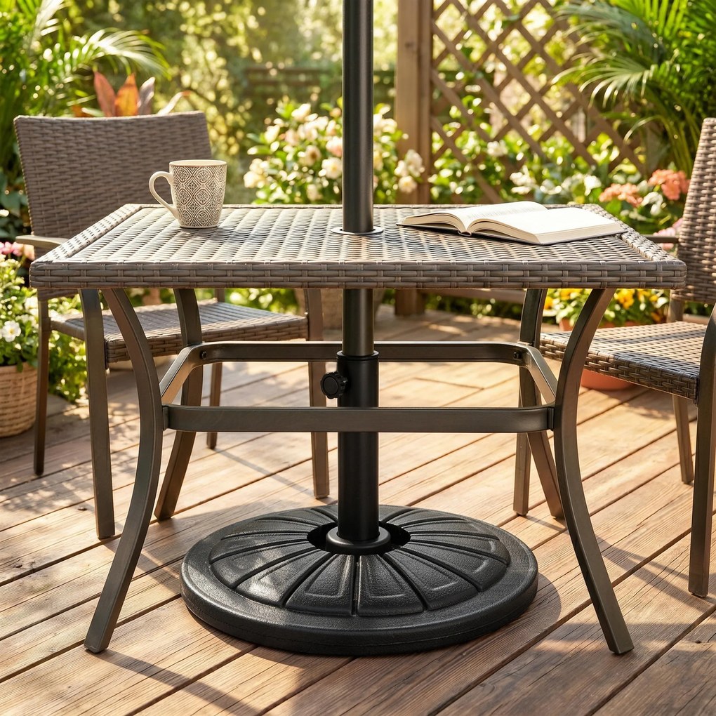 Outsunny Suport 13kg din Ciment pentru Umbrelă Soare, Bază Rotundă Rezistentă 48mm, Negru | Aosom Romania