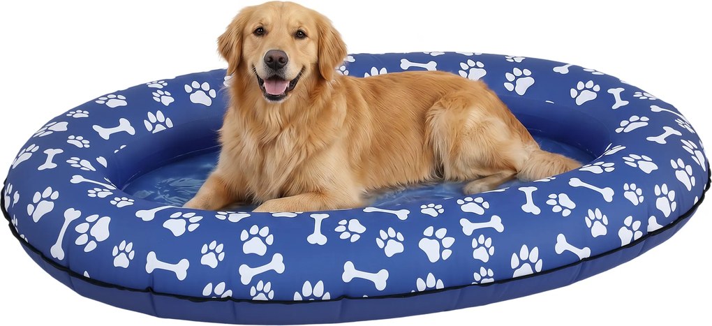 PawHut Barcă gonflabilă pentru câini Saltea de apă pliabilă plutitoare pentru câini cu mânere pentru câini până la 40kg 155x104x25cm Albastru | Aosom Romania
