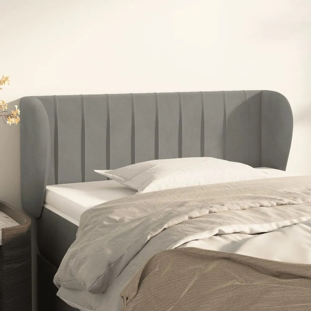 vidaXL Tăblie de pat cu aripioare gri deschis 83x23x78/88 cm catifea