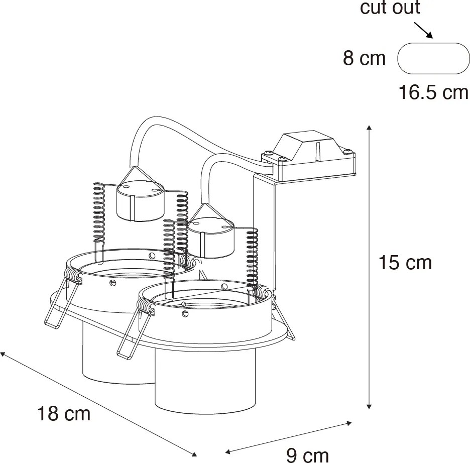 Set de 6 spoturi încastrate albe cu 2 lumini GU10 de 50 mm - Installa