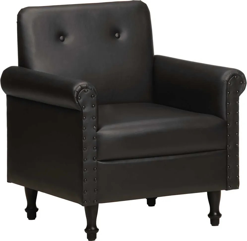 vidaXL Fotoliu, negru, piele naturală