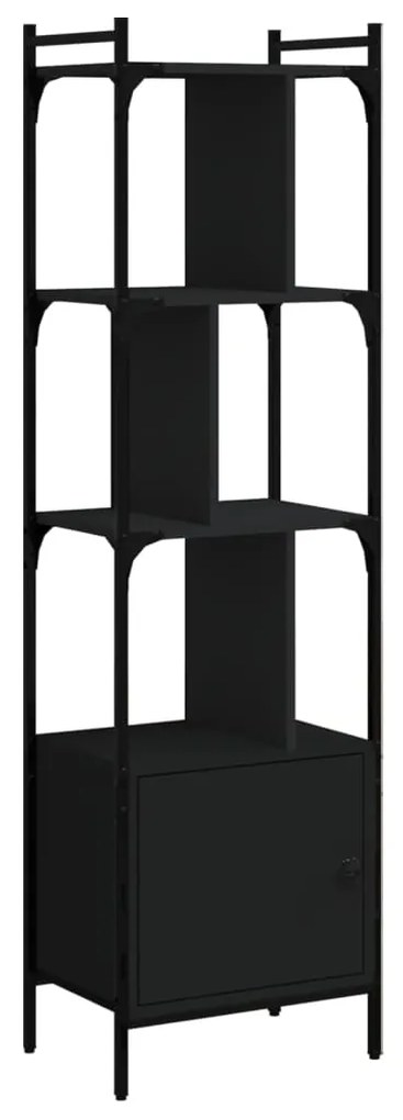 833353 vidaXL Bibliotecă cu ușă, negru, 44,5x30x154,5 cm, lemn compozit