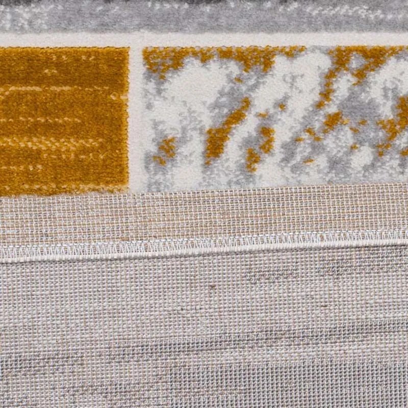 60x100 cm Covor Modern, 70% Polipropilenă și 30% Polyester, Gri/Galben Mustar, Densitate 2500 gr/m2