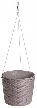 Ghiveci decorativ cu lant, Prosperplast, Rato Round, rotund, cafeniu, 25.6x21.9 cm