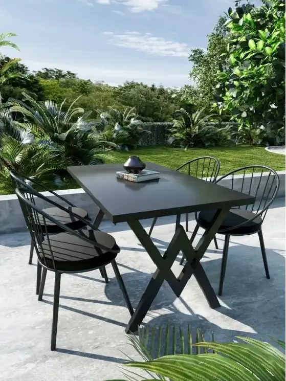 Set Masa Bucatarie cu 4 Scaune , negru,120x80x75 cm, 30410SET